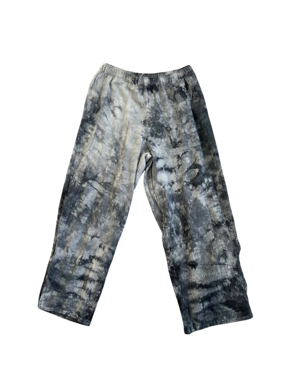 Oh My Gauze Women's Sz 1 Tie-Dye Gray Cotton Wide-Leg Pants With Side Slits